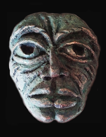bronze sand-cast mask
