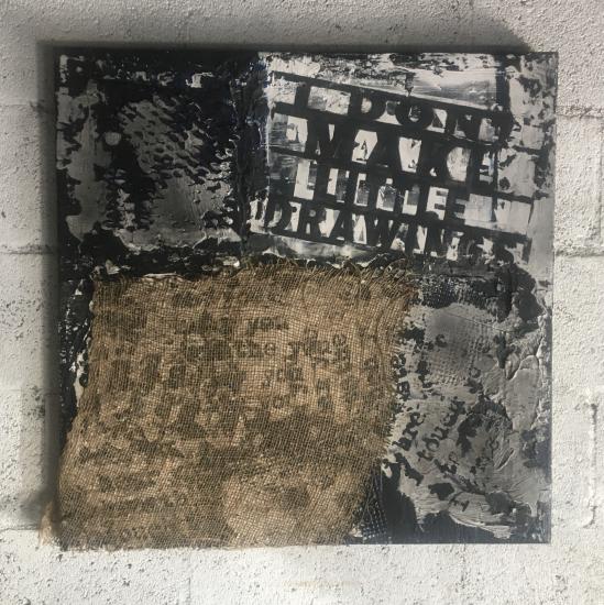 Let's talk about Picasso and maybe kiss
24" x 24"
burlap, plaster, pigment, wood